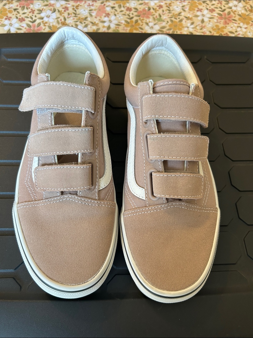 Vans Women's Triple-Strap Sneakers in Taupe and White